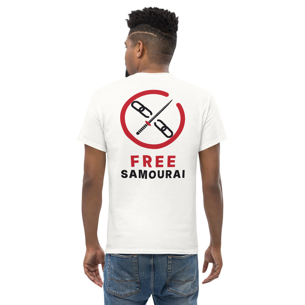 T-shirt Free Samourai Ensō et katana, blanc, dos
