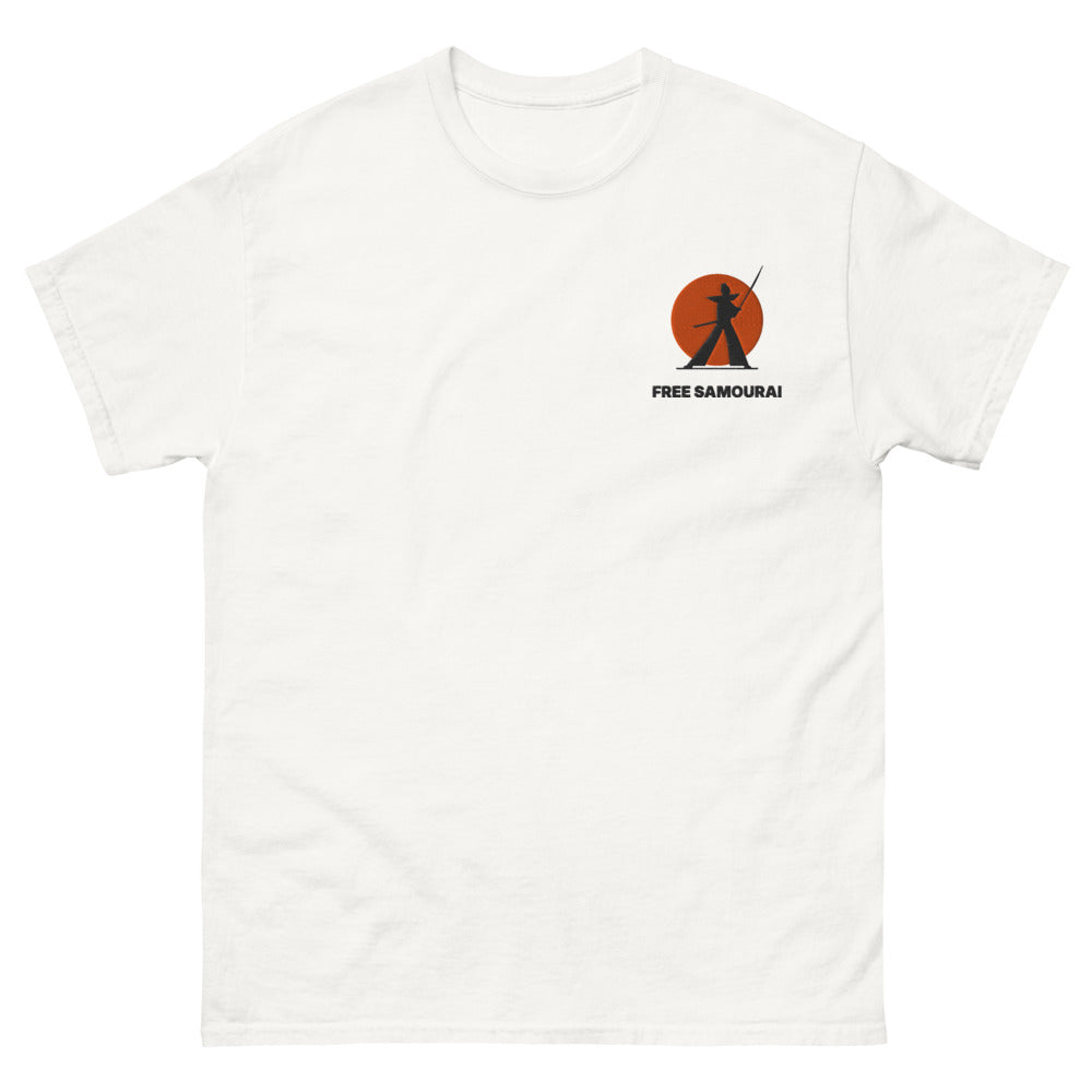 T-shirt Free Samourai Samouraï au sabre, blanc, broderie cœur