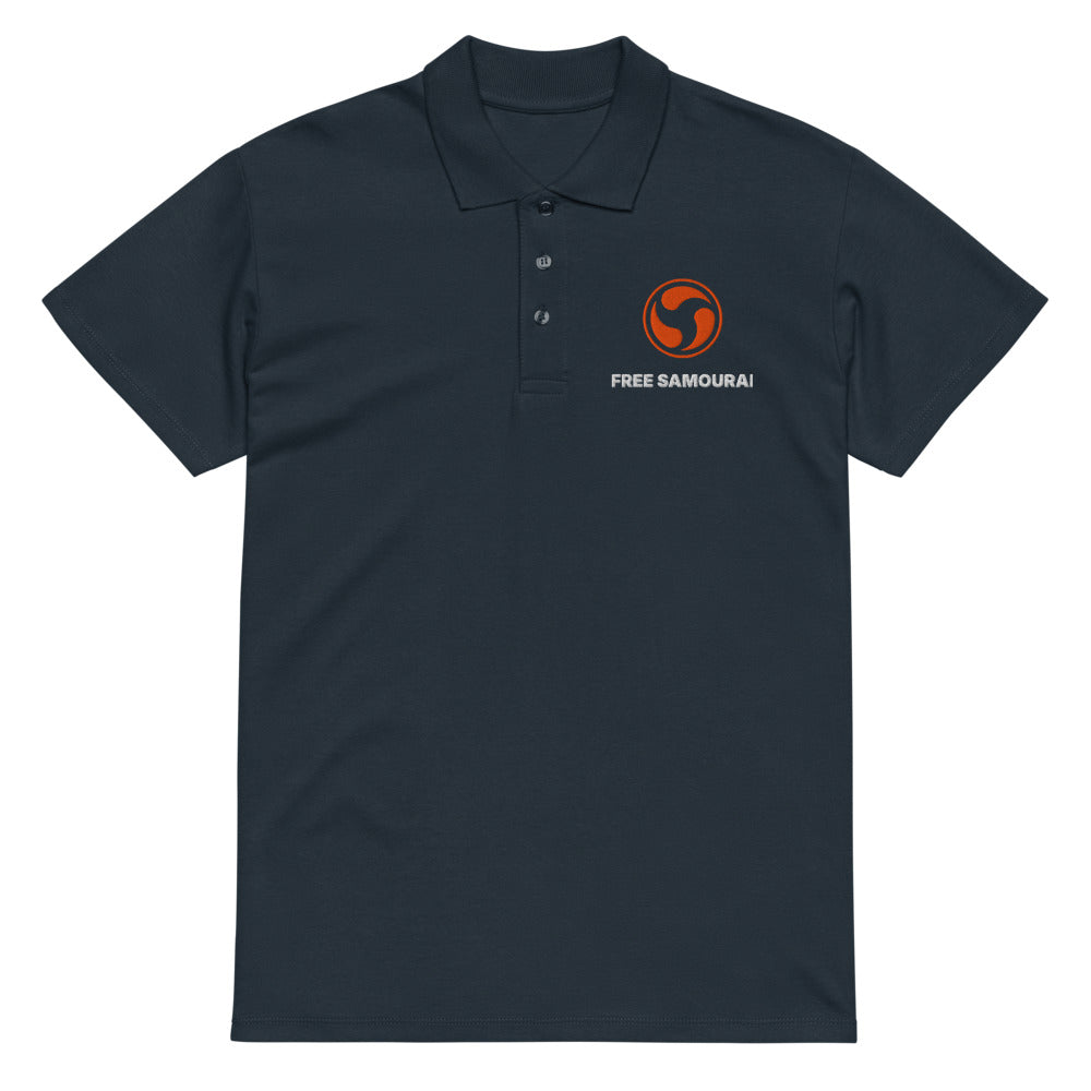 Polo brodé Free Samourai Mitsudomoe Whirlpool, marine