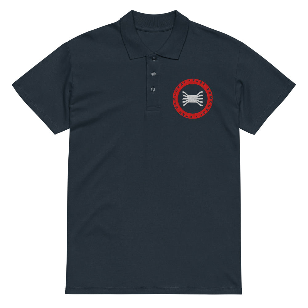 Polo brodé Free Samourai Sceau coinjoin, marine
