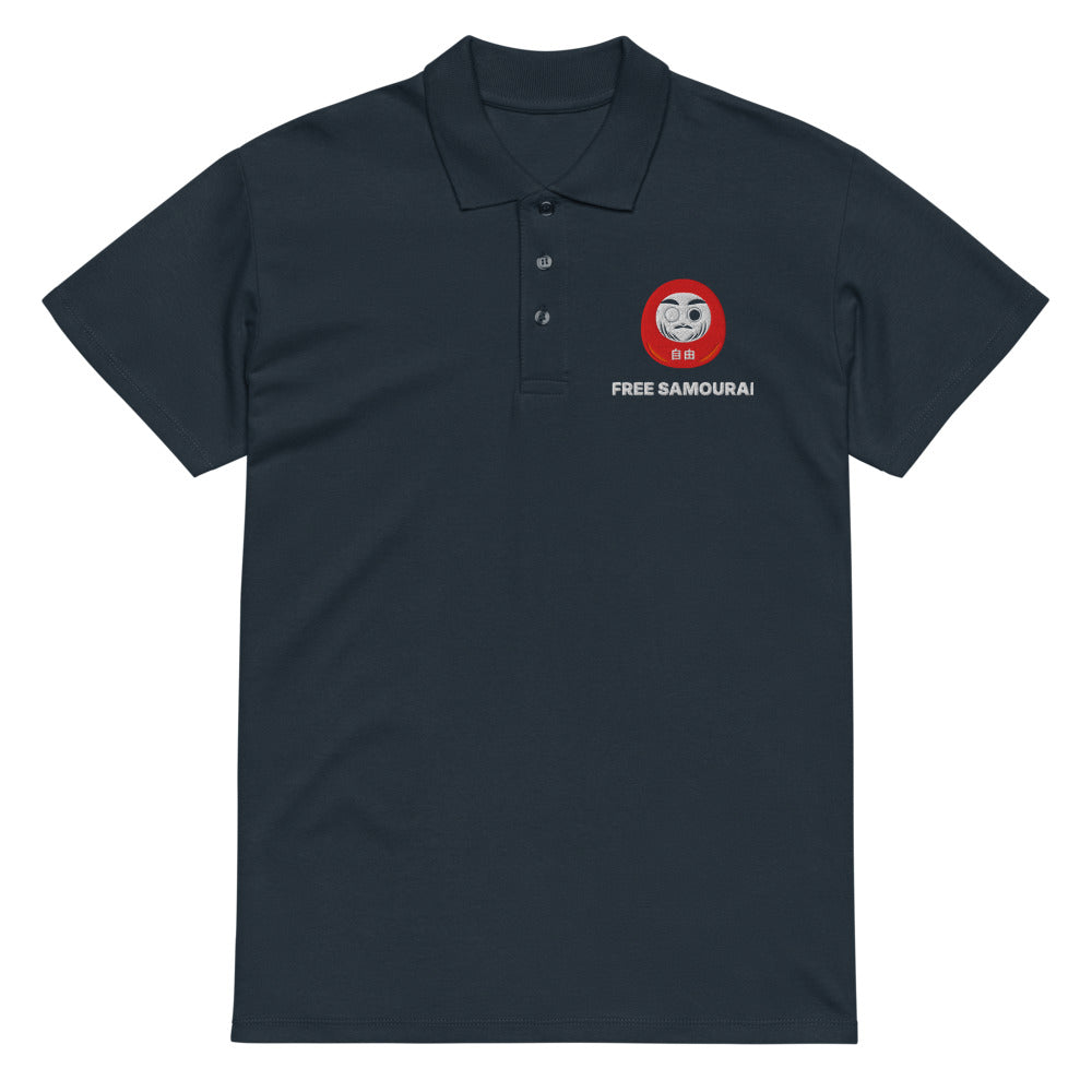 Polo brodé Free Samourai Daruma, marine
