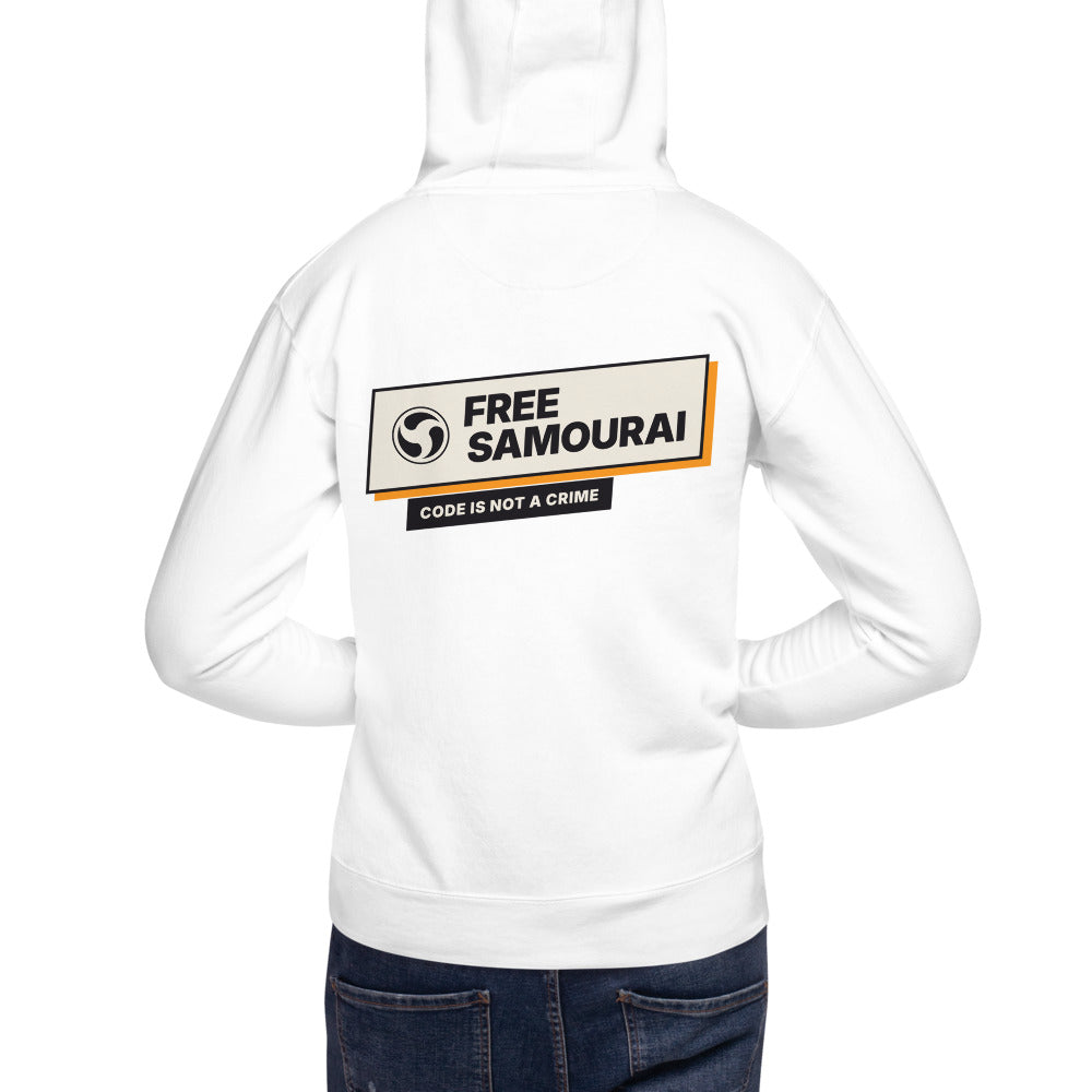 Sweat à capuche Free Samourai Code Is Not a Crime, blanc, dos