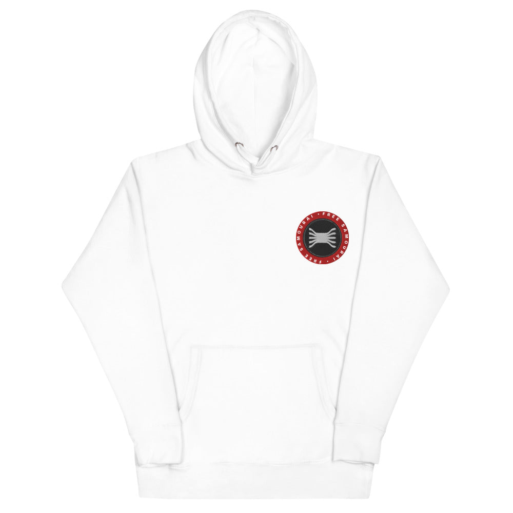 Sweat à capuche brodé Free Samourai Sceau coinjoin, blanc, broderie cœur