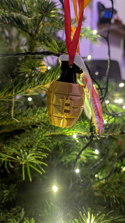 Christmas Ornament - Bitcoin Revolution Grenade - 3D Printed