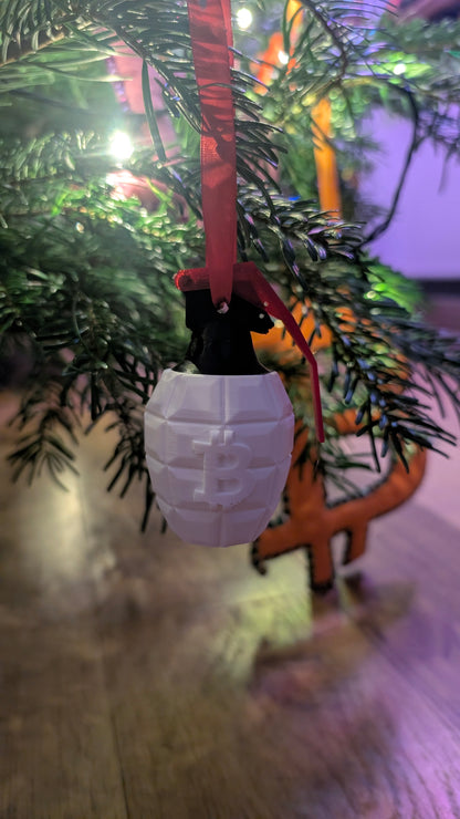 Christmas Ornament - Bitcoin Revolution Grenade - 3D Printed