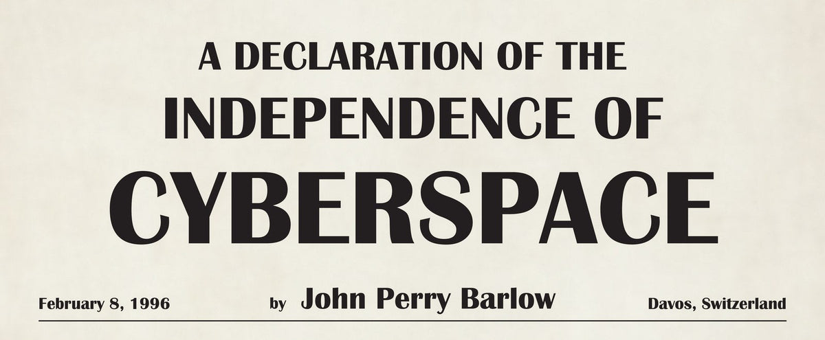 Affiche A Declaration of the Independence of Cyberspace, gros plan sur le titre