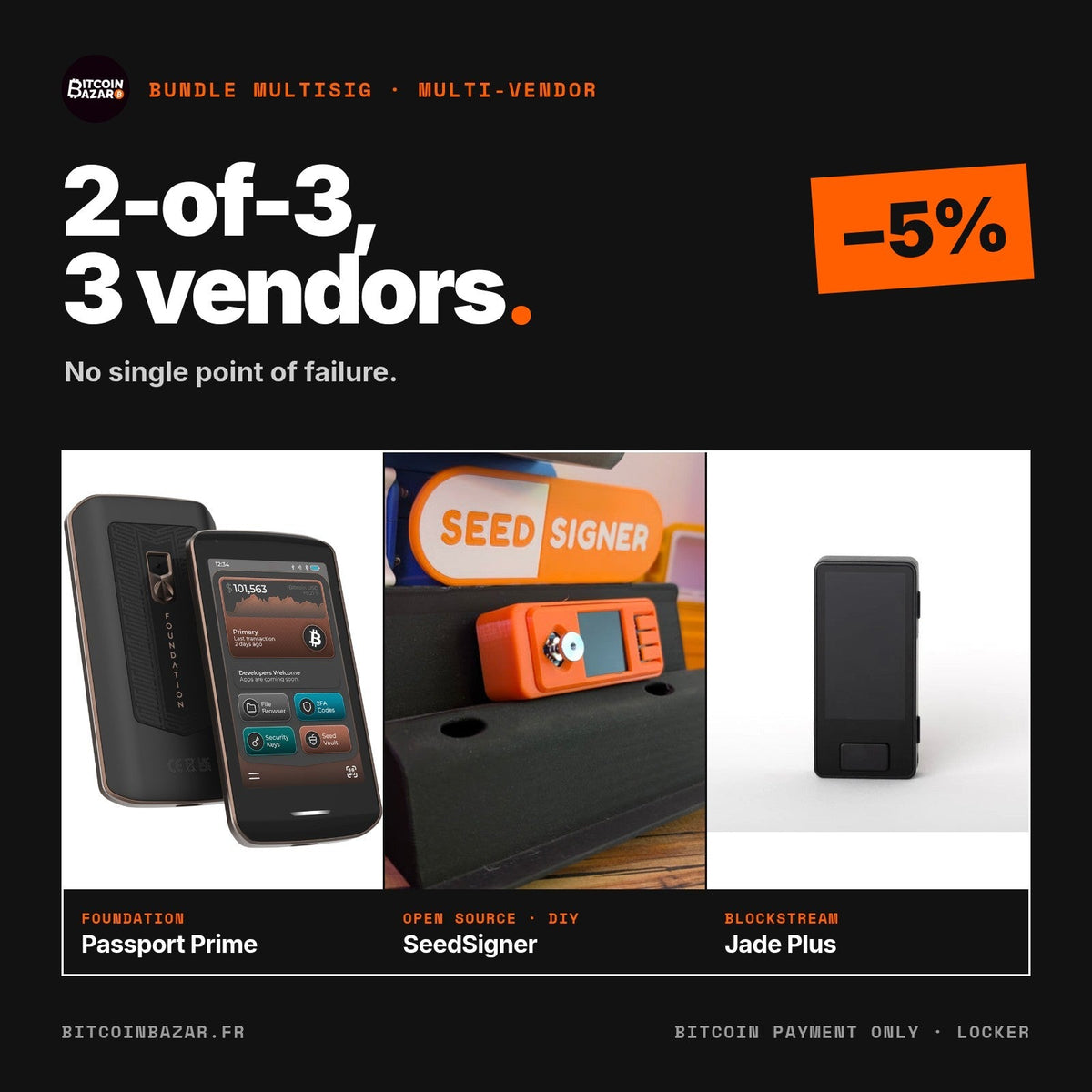Multisig bundle: Passport Prime, SeedSigner, Jade Plus