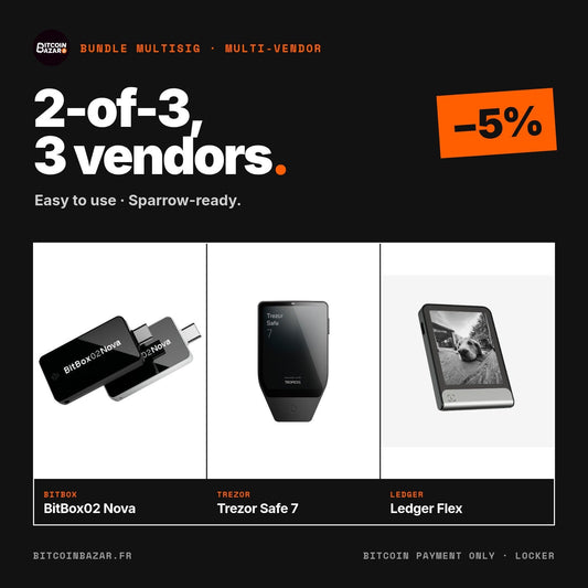 Multisig bundle: BitBox02 Nova, Trezor Safe 7, Ledger Flex