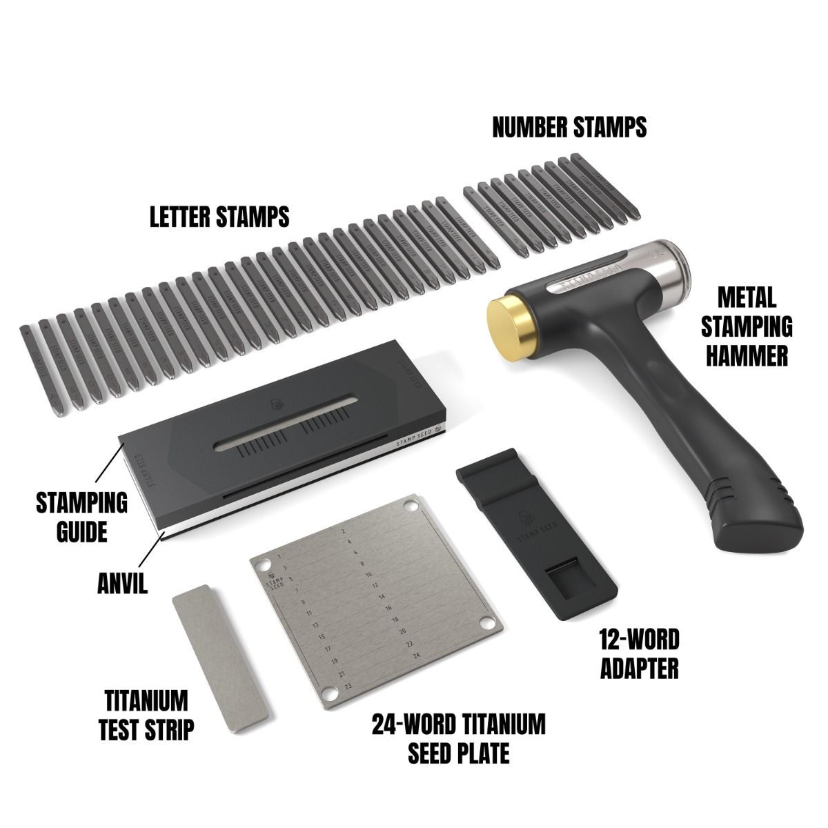 Stamp Seed Deluxe Titanium Seed stamping Kit, 24 mots - BB