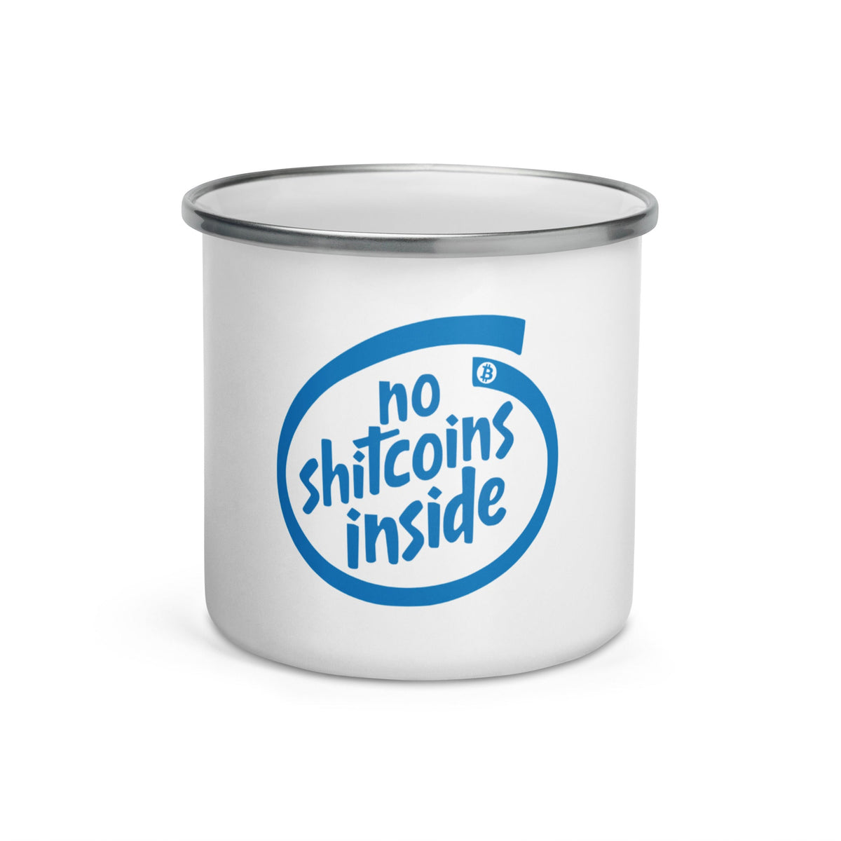 Mug émaillé "No Shitcoin Inside" – exemplaire boutique