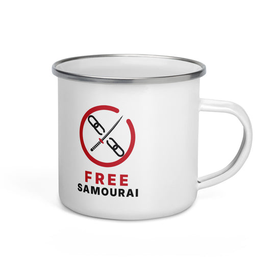 Mug émaillé Free Samourai Ensō et katana, vue 1