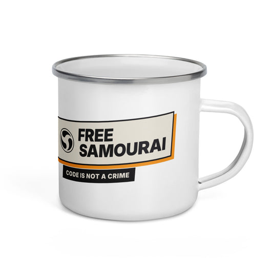 Mug émaillé Free Samourai Code Is Not a Crime, vue 1