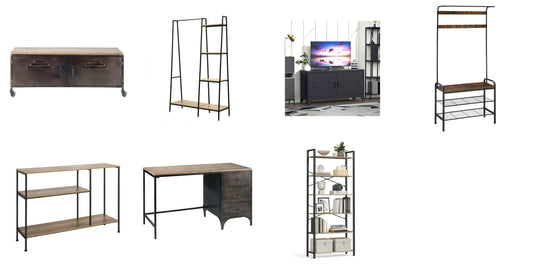 Lot mobilier boutique — mosaïque des 10 pièces