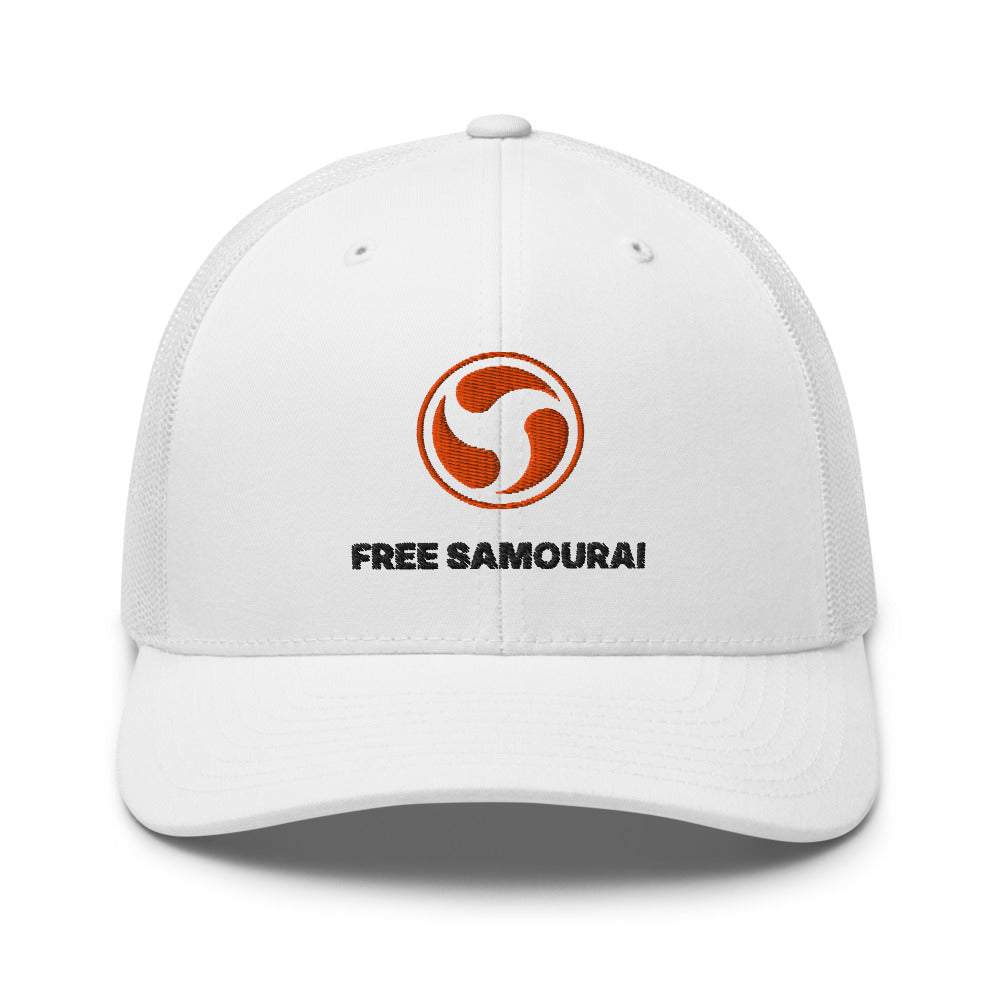 Casquette Trucker Free Samourai Mitsudomoe, blanc