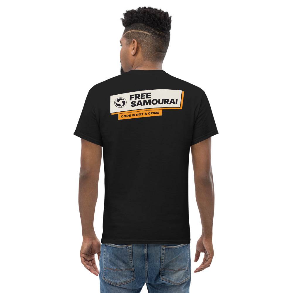 T-shirt Free Samourai Code Is Not a Crime, noir, dos