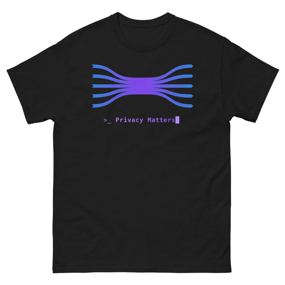T-shirt Privacy Matters noir, impression devant
