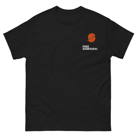 T-shirt Free Samourai Soleil tranché, noir, broderie cœur