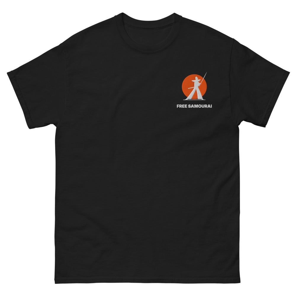 T-shirt Free Samourai Samouraï au sabre, noir, broderie cœur