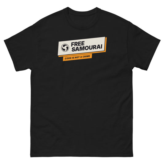 T-shirt Free Samourai Code Is Not a Crime, noir, devant