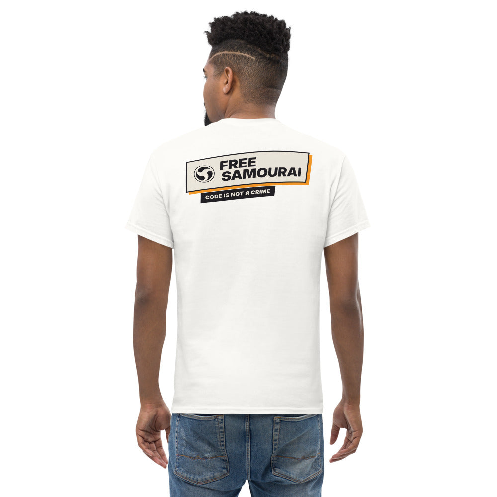 T-shirt Free Samourai Code Is Not a Crime, blanc, dos