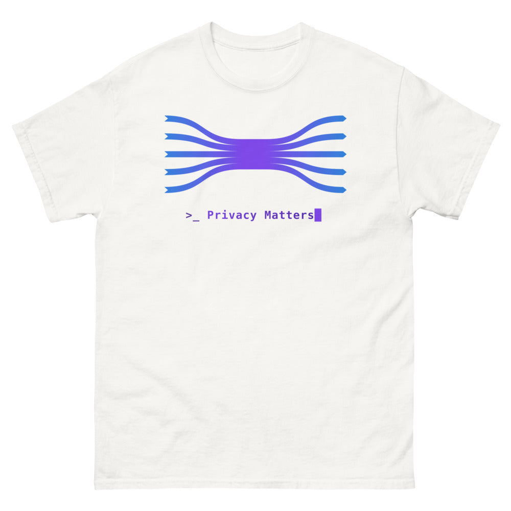 T-shirt Privacy Matters blanc, impression devant