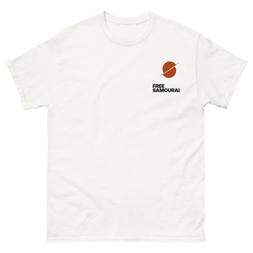 T-shirt Free Samourai Soleil tranché, blanc, broderie cœur
