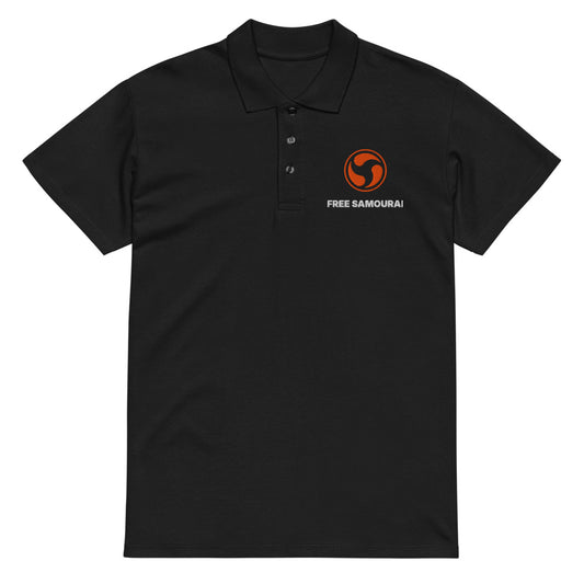 Polo brodé Free Samourai Mitsudomoe Whirlpool, noir