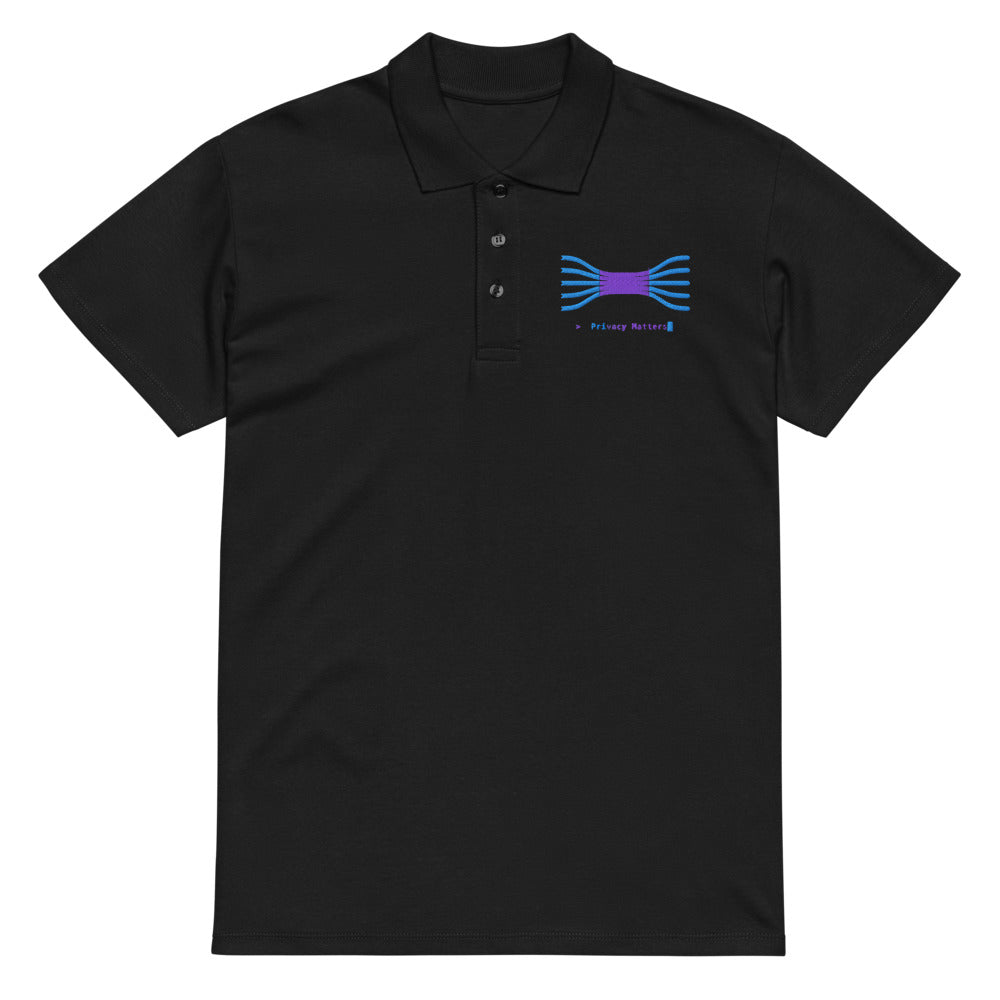 Polo brodé Privacy Matters, noir
