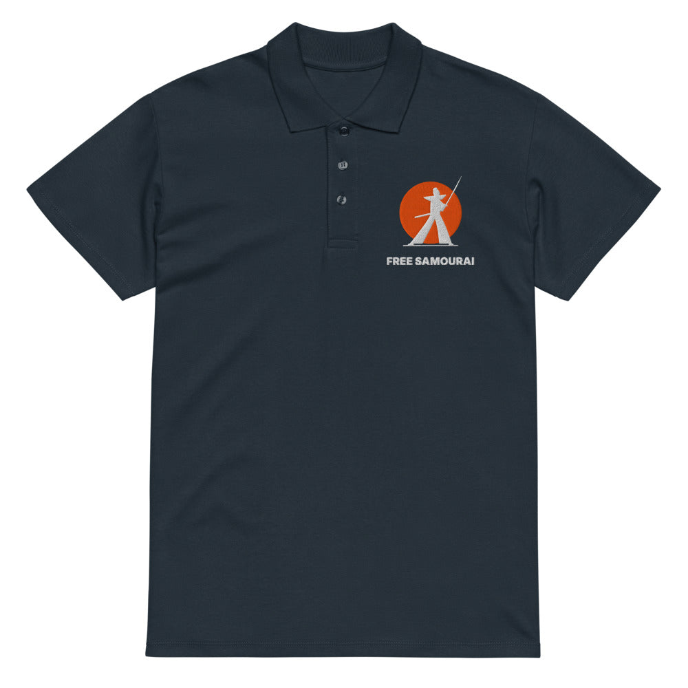Polo brodé Free Samourai Samouraï au sabre, marine