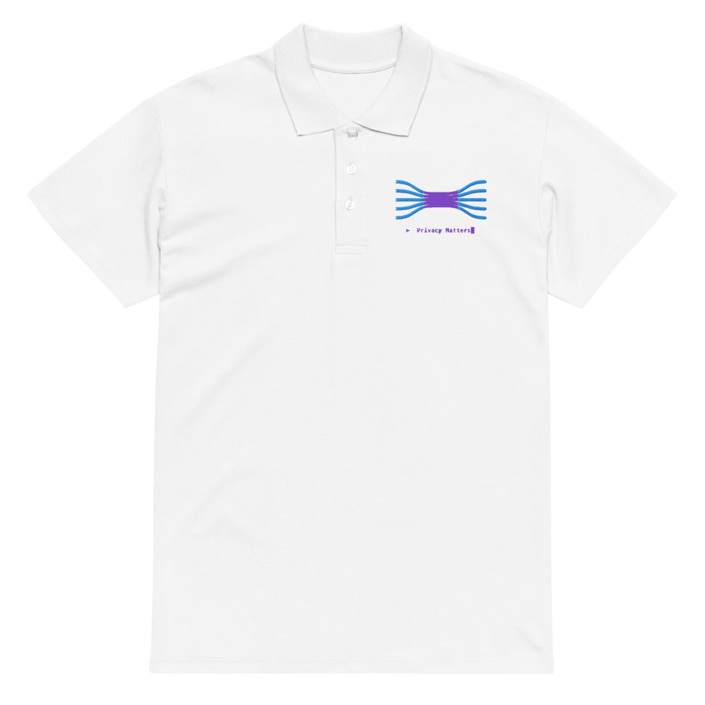 Polo brodé Privacy Matters, blanc