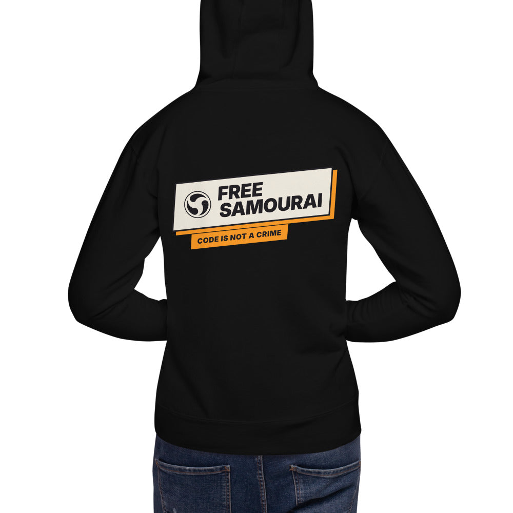 Sweat à capuche Free Samourai Code Is Not a Crime, noir, dos