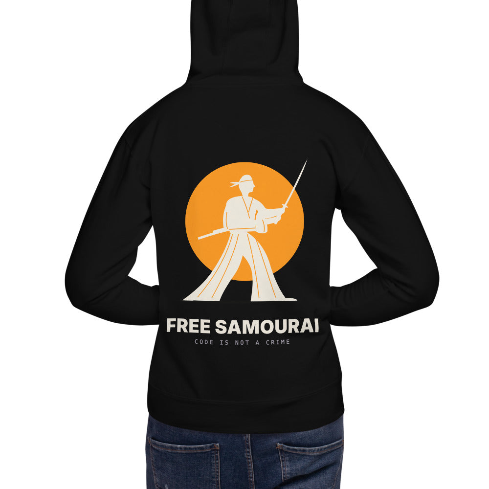 Sweat à capuche Free Samourai Samouraï en hakama, noir, dos