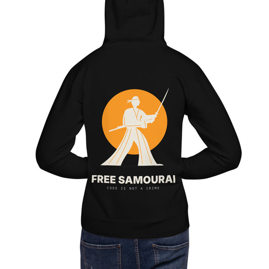 Sweat à capuche Free Samourai Samouraï en hakama, noir, dos