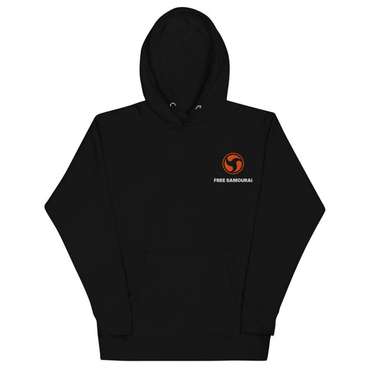 Sweat à capuche brodé Free Samourai Mitsudomoe Whirlpool, noir, broderie cœur