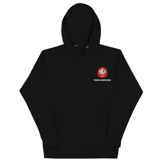 Sweat à capuche brodé Free Samourai Daruma, noir, broderie cœur