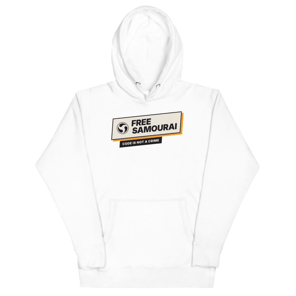 Sweat à capuche Free Samourai Code Is Not a Crime, blanc, devant