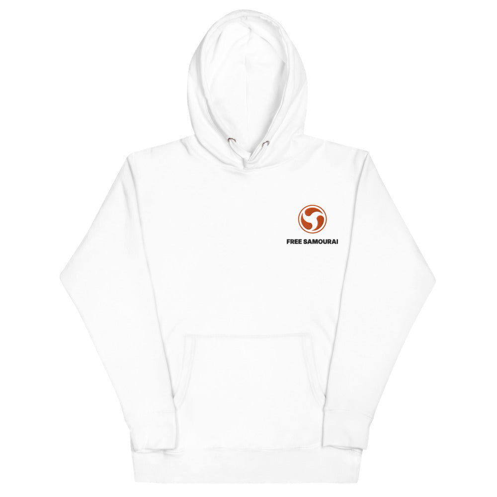 Sweat à capuche brodé Free Samourai Mitsudomoe Whirlpool, blanc, broderie cœur